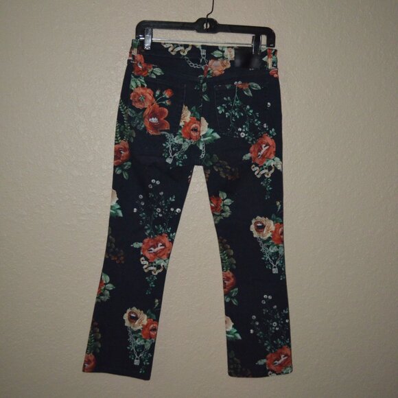 $495 Sz 27 R13 Black Floral Cropped Boy Jeans - Picture 4 of 8